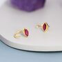Marquise Ruby Pink Cz Huggie Hoops In Sterling Silver, thumbnail 5 of 12