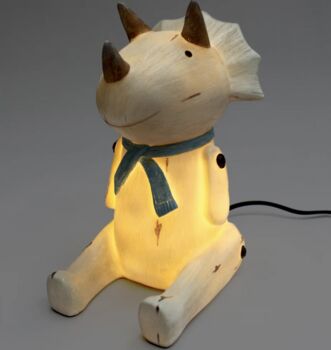 Wood Effect Cute Sitting Triceratops Light, 2 of 4