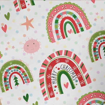 Christmas Rainbow Pink Wrapping Paper Roll Or Folded, 2 of 2