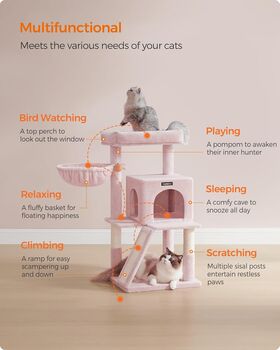 96cm Cat Tree Tower Light Grey With Side Slope, 7 of 12