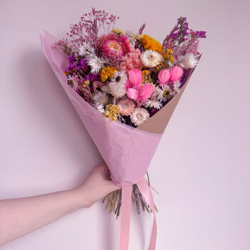 Pink Dried Wildflower Bouquet, 7 of 10