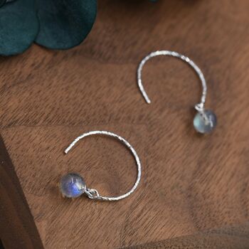 Sterling Silver Genuine Labradorite Dangle Earrings, 5 of 12