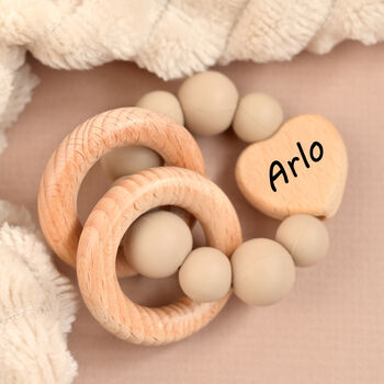 Personalised Unisex Baby Teether Rattle, 3 of 4