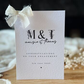 Personalised Floral Initials Engagement Card, 3 of 4