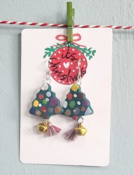 Christmas Colour Tree Painted Earrings With Stand, 3 of 11