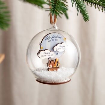 Twins First Christmas Hot Air Balloon Bauble, 3 of 4