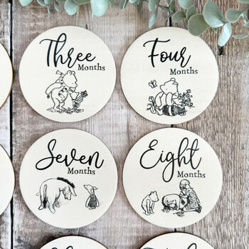 Pooh Bear Wooden Baby Milestone Discs Set Baby Gift, 6 of 9