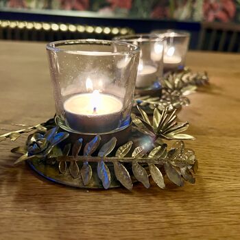 Brass Floral Tea Light Holders Set/ Three Ltzkr039, 3 of 6