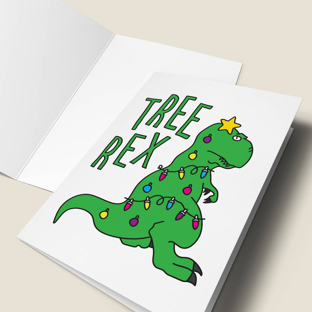'Tree Rex' Funny Christmas Card By The Good Mood Society