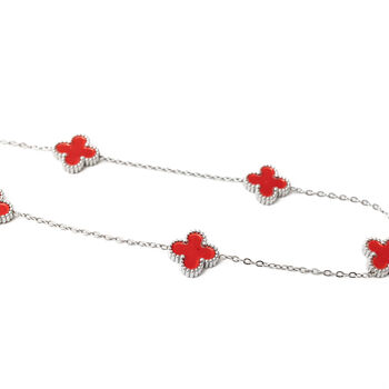 Clover Necklace Silver/Red, 2 of 2