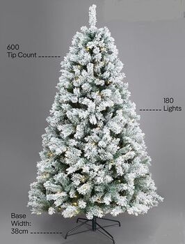 Snow Flocked Pine Christmas Tree, 6ft, Pre Lit LED Lights, 600 Tips, Free Storage Bag, 3 of 4