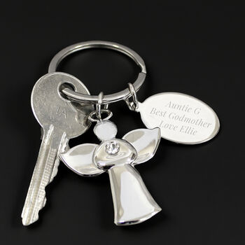 Personalised Silver Plated Guardian Angel Keyring, 2 of 7