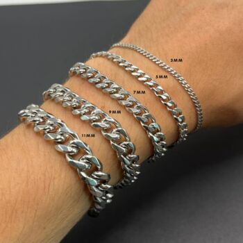 Personalised Name, Date, Symbols Cuban Link Chain Bracelet, Curb Chain, 6 of 10