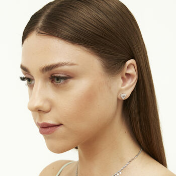 Diamond Shape Stud Earring Sterling Silver, 3 of 8