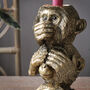 Gold Evil Monkey Mantra Candlestick, thumbnail 2 of 5