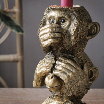 Gold Evil Monkey Mantra Candlestick, 2 of 5