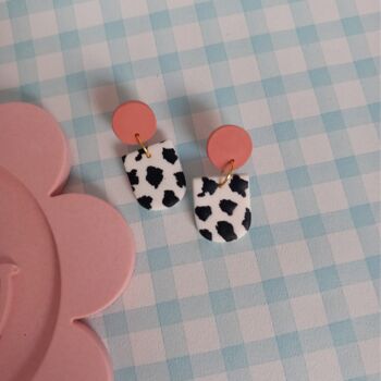 Small Cow Print Arch Dangle Earrings, 4 of 4