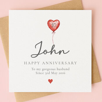 Personalised Balloon Anniversary Card For Husband, 2 of 6