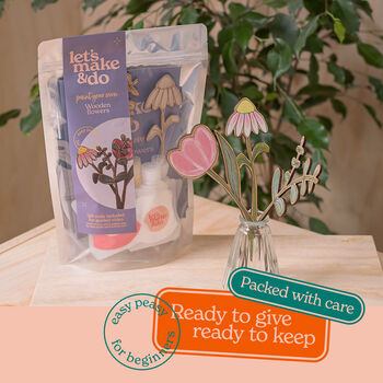 Paint Your Own Wooden Flowers Kit Diy Craft Kit For Adults And Teens, 6 of 8