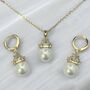 Shell Pearl And Crystal Zircon Necklace And Earrings Set, thumbnail 6 of 6