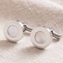 Mother Of Pearl Round Cufflinks In Silver Plating, thumbnail 1 of 2