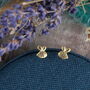 Sterling Silver Bee Earrings Studs, thumbnail 2 of 4