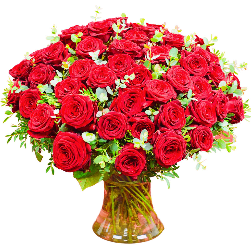 50 Red Roses Fresh Flower Bouquet Romantic Gift By Fleur De Luxe |  notonthehighstreet.com