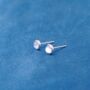 Silver Moonstone Stud Earrings, Small Minimalistic Studs, thumbnail 4 of 7