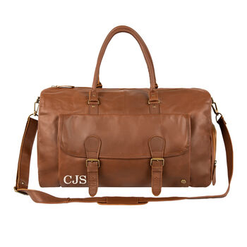 Brown Leather Overnight Bag With Shoe Compartment, 4 of 11