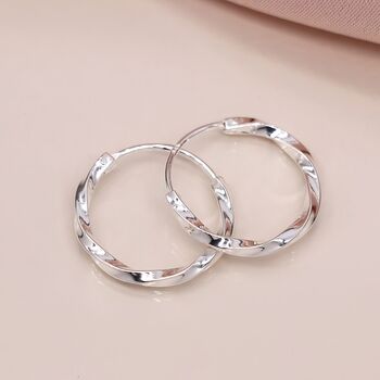 Sterling Silver Twisted Huggie Hoop Earrings, 3 of 10