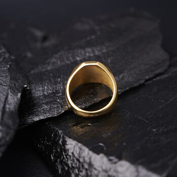 Engraved Hexagon Signet Gold Ring, 2 of 11