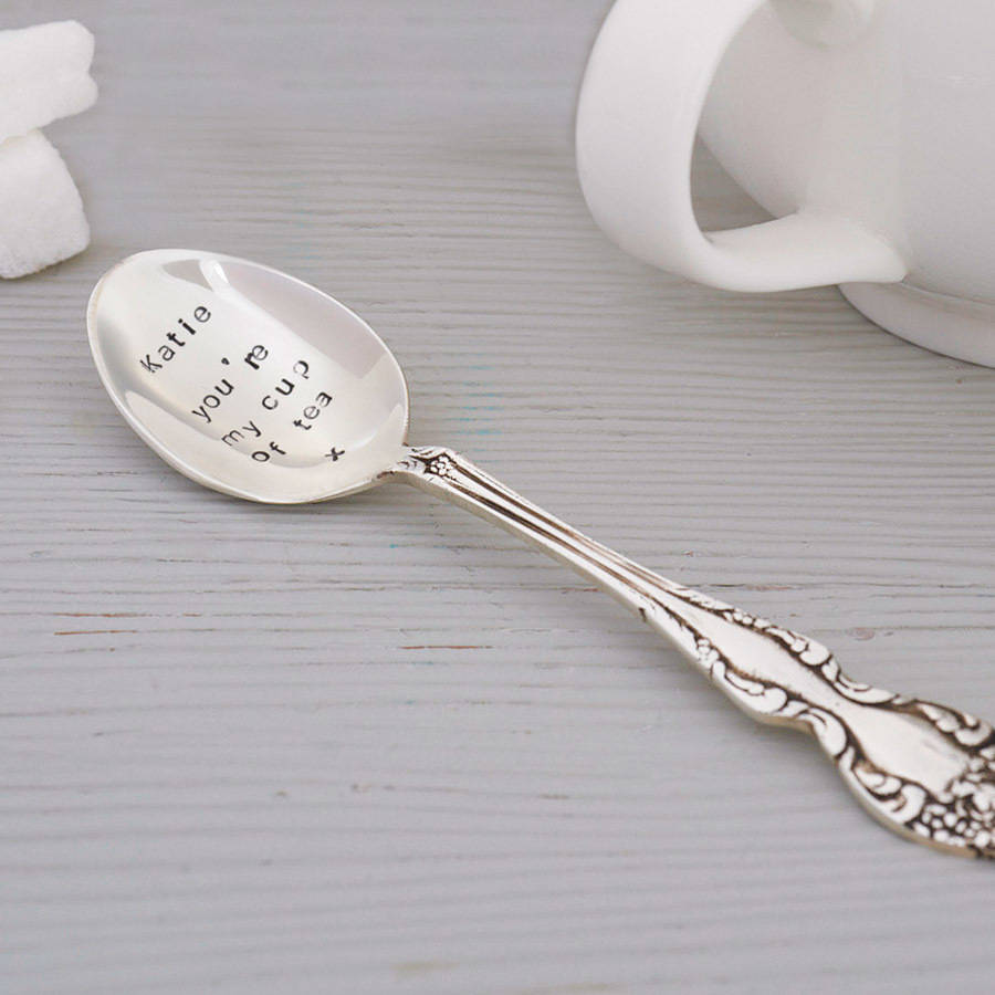 Sterling Silver Tea Spoon Isolated Personalised Silver Plated Tea Spoon By ...