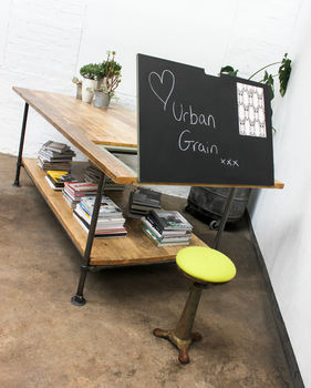 Lucy Large Reclaimed Timber Chalkboard Drafting Table, 4 of 10