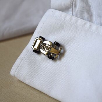 Formula One Car Cufflinks Gift For Him| Silver Racing For Car Enthusiasts, 3 of 5