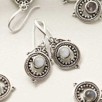 Sterling Silver Gemstone Victorian Earrings, 8 of 11