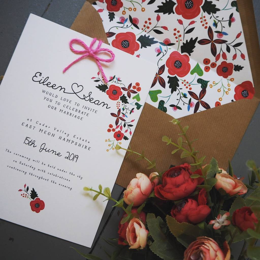 Woodland Blooms Wedding Invitation Set, 1 of 4