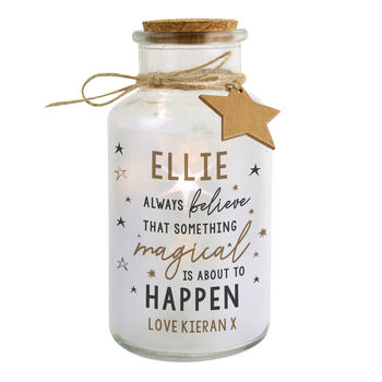 Personalised Magical Things Happen LED Light Glass Jar, 3 of 3