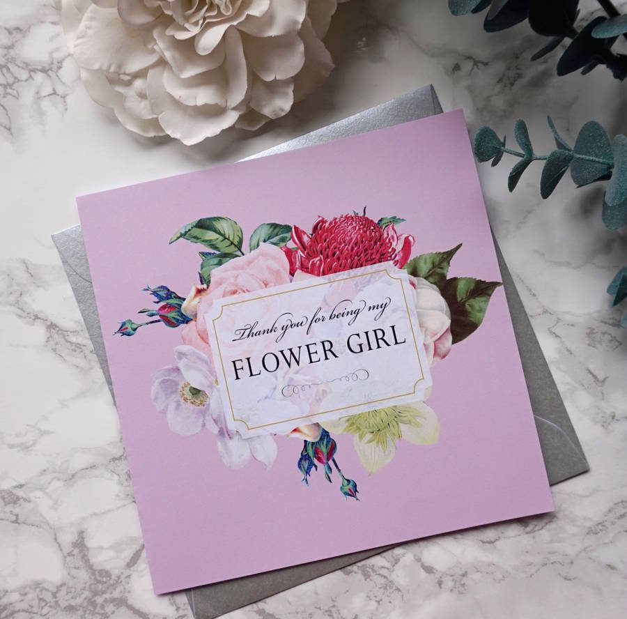 bridesmaid maid of honour flower girl thank you card
