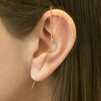 Black Oxidised Silver Split Bar Ear Cuff Earrings, 4 of 6