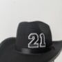 Personalised Black Cowboy Hat With Initials Or Numbers, thumbnail 4 of 4