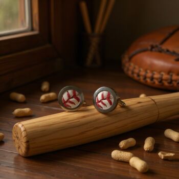 Personalised Baseball Leather Cufflinks, 6 of 11