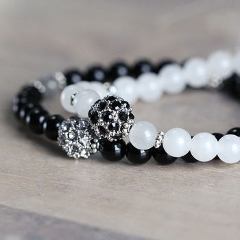 White Jade And Pave Bead Bracelet, 6 of 9
