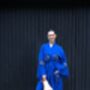 Long Organic Cotton Robe: Emerald Blue Eye, thumbnail 4 of 6