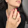 Open Leaf Emerald May Birthstone Gold Vermeil Ring, thumbnail 4 of 5