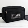 Personalised Any Message Black Wash Bag For Him, thumbnail 1 of 4