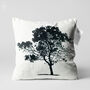White Cushion Cover With Black Tree Minimalist Design, thumbnail 1 of 7