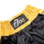 Personalised Boxing Shorts – Black And Gold Satin, thumbnail 3 of 7