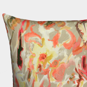 Abstract Floral Velvet Cushion, Vanilla, 2 of 4