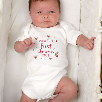 Personalised First Christmas Baby Vest, 2 of 3