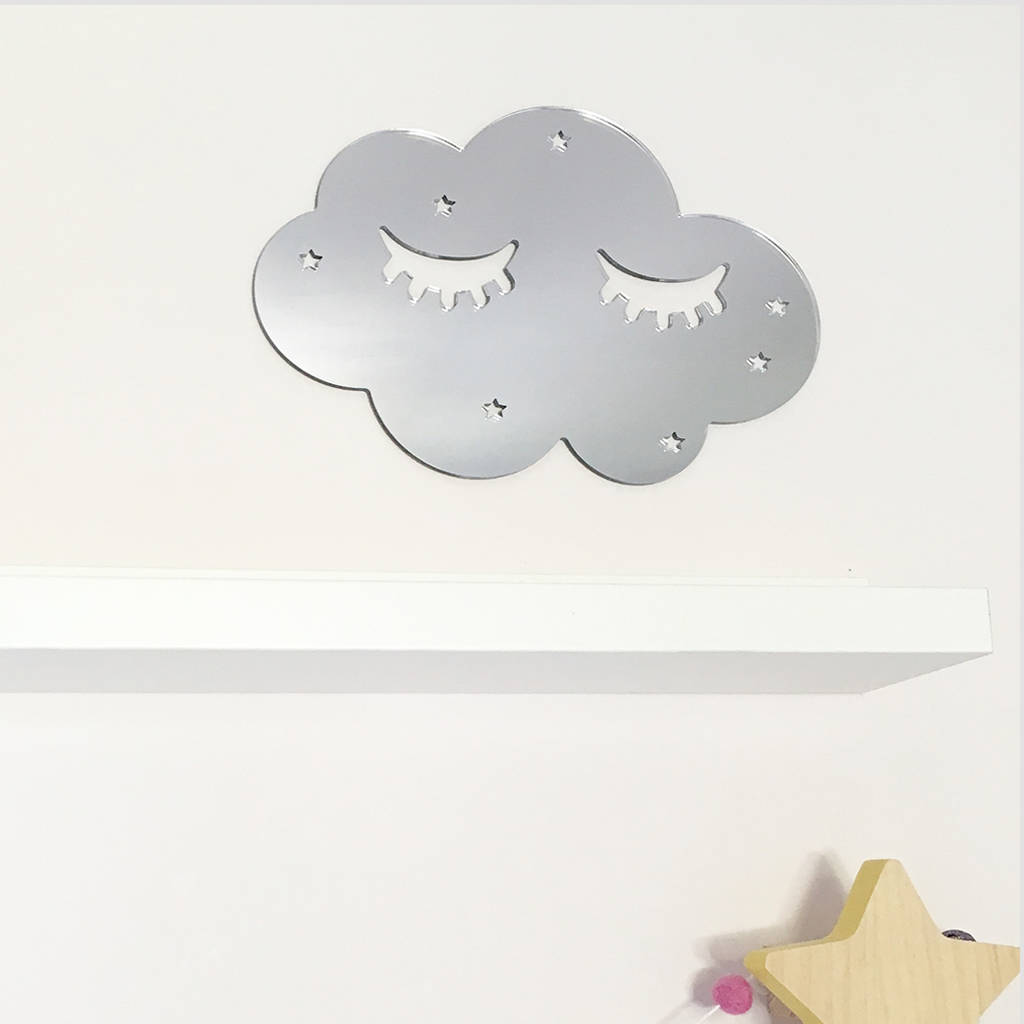 sleepy cloud silver mirror acrylic wall decoration by lala loves decor